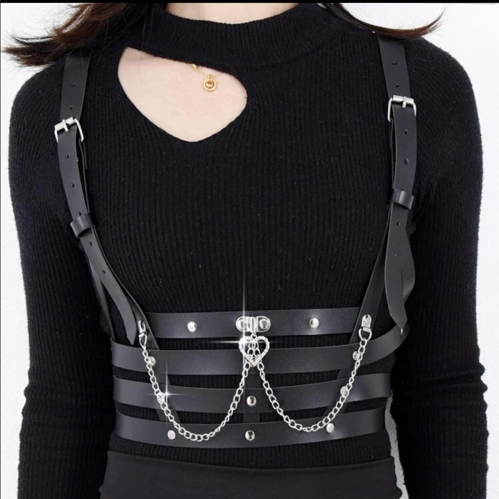 PU Leather Chain Layered Harness